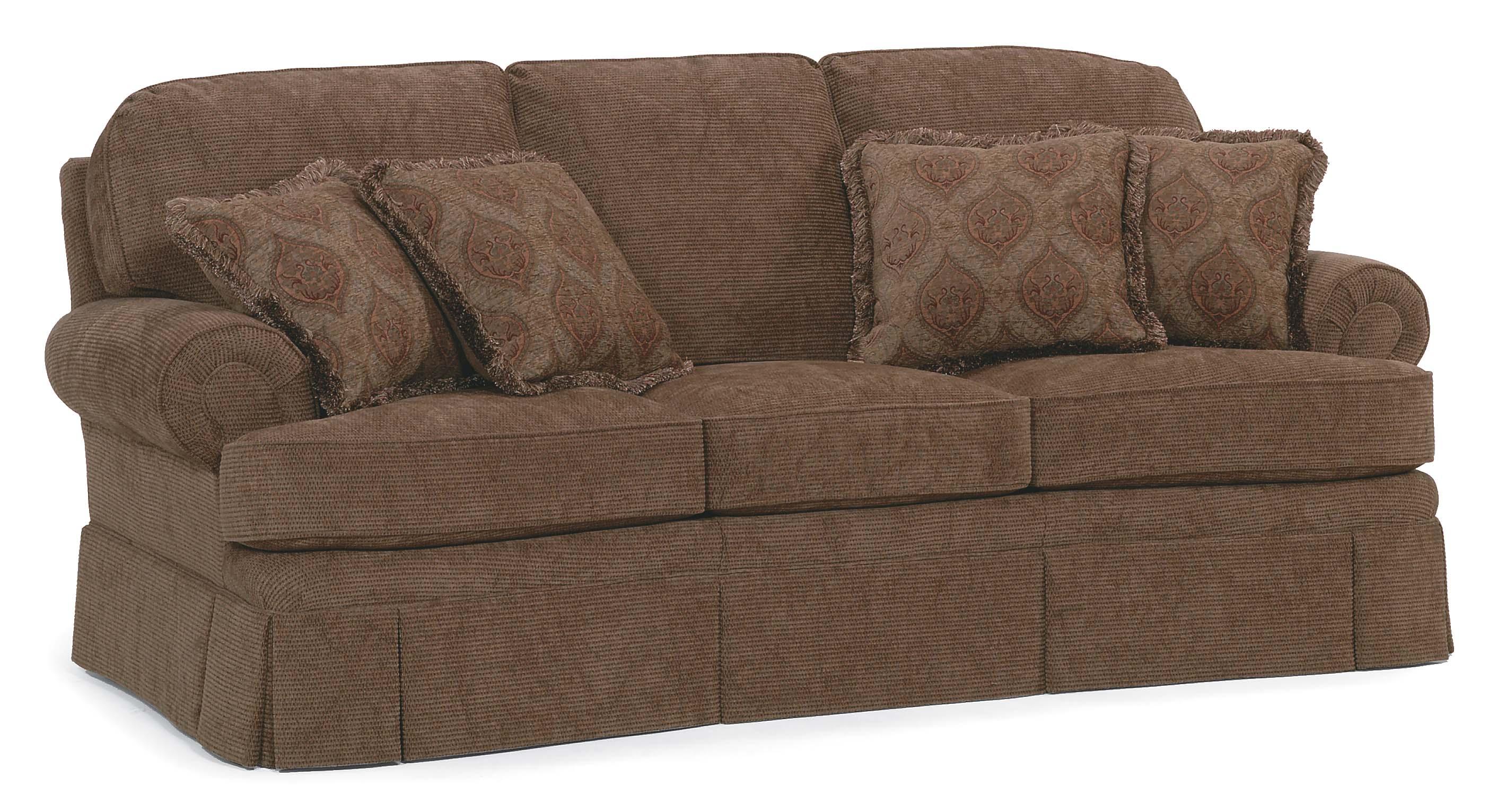 Fairfield Sofa Accents Stationary Sofa with Rolled Arms and Skirt
